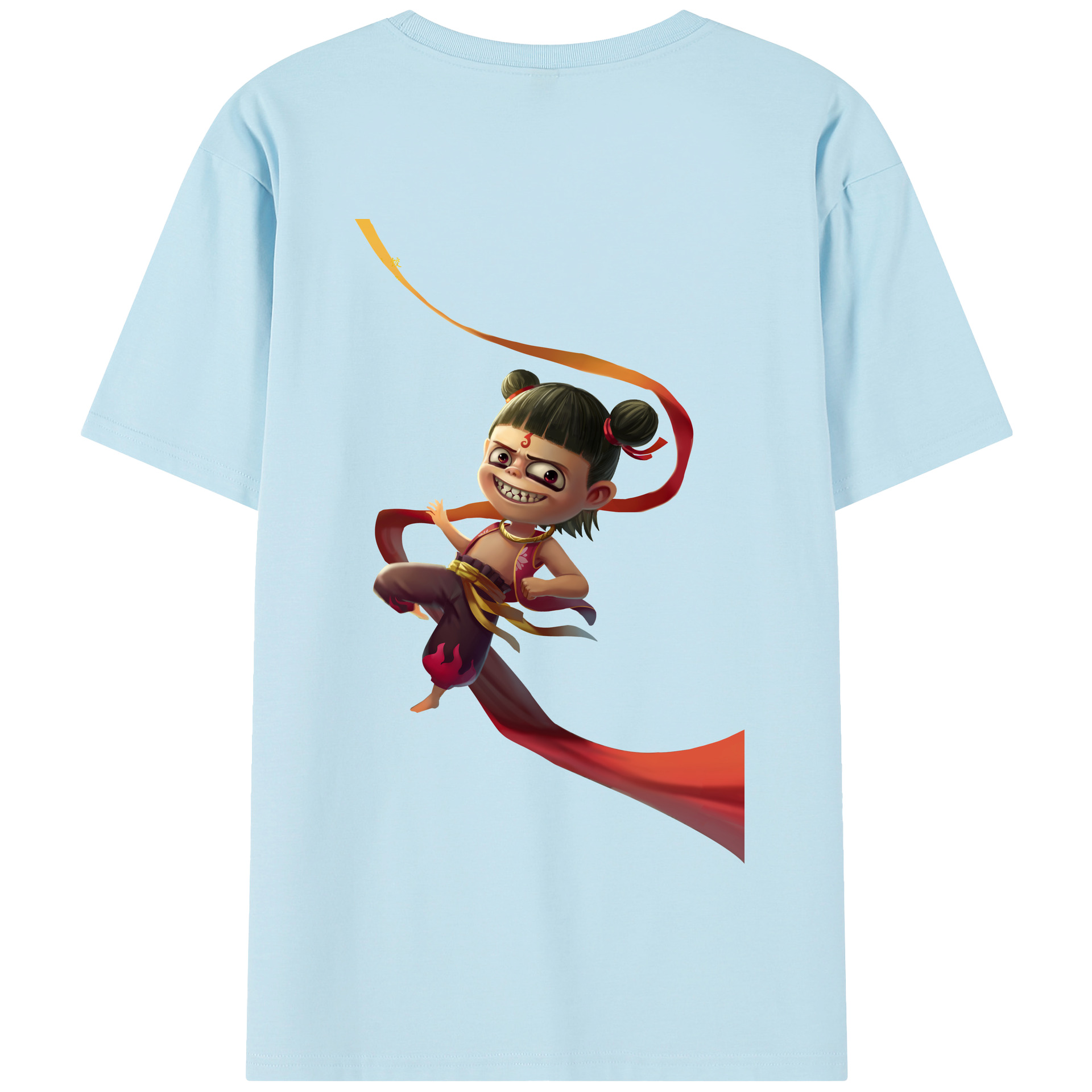 （画像用） Ne Zha 2 ナタ 魔童の大暴れ 綿100％半袖Tシャツ（背面プリント）